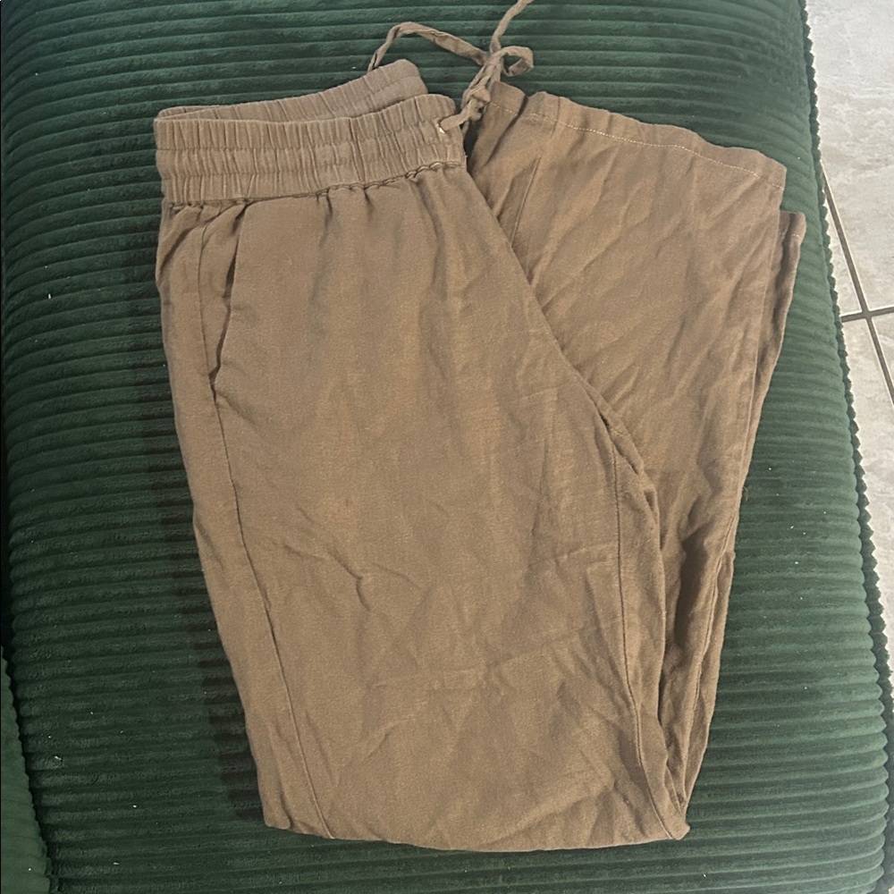 brown linen pants
